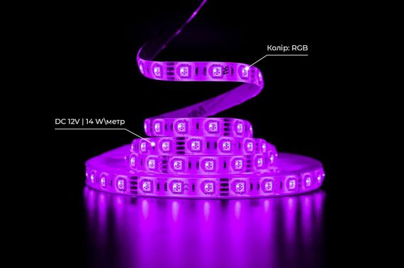 Світлодіодна LED стрічка PROLUM™ 12V 5050\60 IP65 Series "SG" RGB | Зображення 2