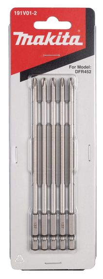 Набор бит PH2 137 мм (5 шт) для саморезов в ленте Makita 191V01-2 (для DFR452, DFR453)