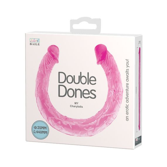 Фалоімітатор двосторонній Baile Double Dones, реалістичний, рожевий, 44 × 3,5 см Sex Aura | Зображення 2