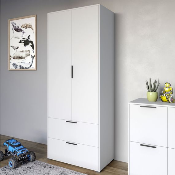 Шафа розпашна дводверна LION Краш з 2 шухлядами Німфея альба (білий) (LION-044010)