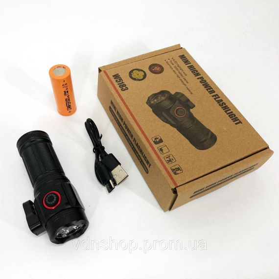 Фонарик мощный аккумуляторный для дома W5183-4XHP360, Фонарь ручной с функцией зарядки PG-34 | Зображення 4