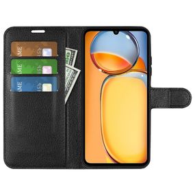 Чохол книжка з кишенями для карт на Xiaomi Redmi 13C / Poco C65 колір Чорний