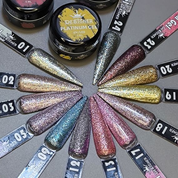 Гель-фарба P19 Designer Platinum Gel з блистками 5мл | Зображення 1