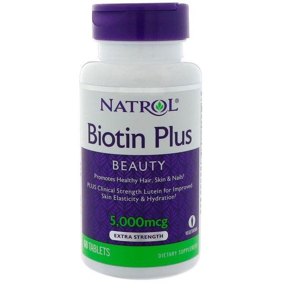 Биотин Natrol Biotin Plus Beauty Extra Strength 5000 mcg 60 Tabs
