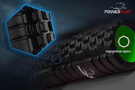 Масажний ролик (роллер) PowerPlay 4025 Massage Roller Чорно-зелений (33x15см.) | Зображення 5
