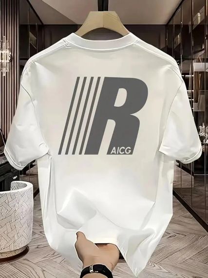 Футболка мужская с принтом повседневная L Белая