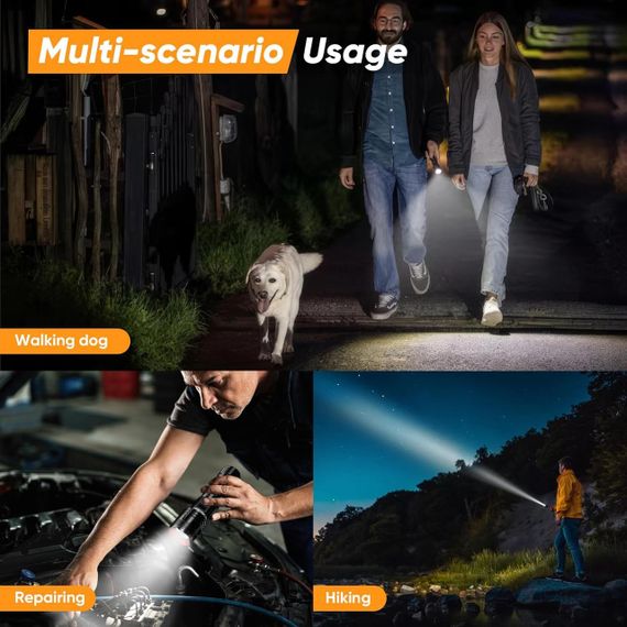 Ліхтар тактичний, акумуляторний, супер'яскравий, USB-зарядний, 2 шт., зум, 5 режимів, потужний ліхтар | Зображення 4