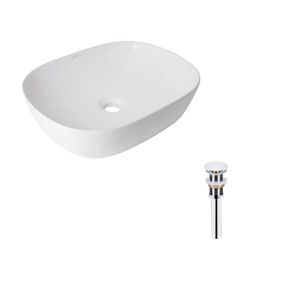 Комплект Qtap Aquarius: Раковина накладна прамокутна 470x380x120 мм White + Донний клапан PU02