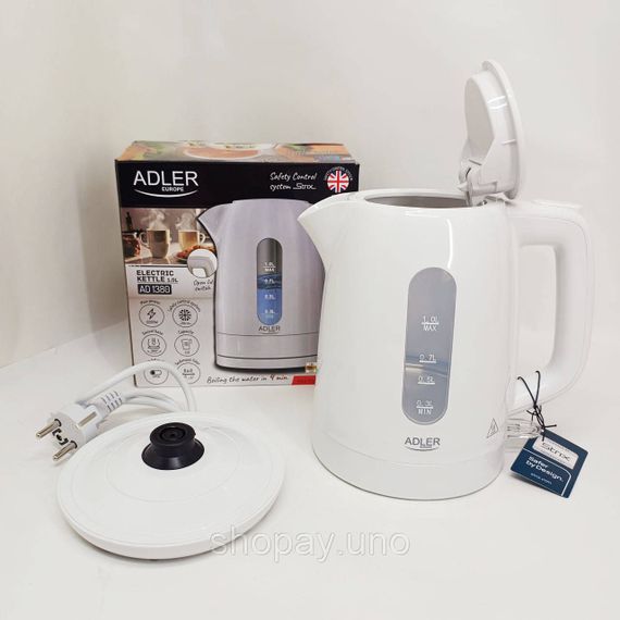 Електрочайник Adler AD 1л 2200Вт White | Зображення 2