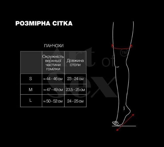 Сексуальные виниловые чулки Art of Sex - Lora с кружевом, размер M, с эффектом мокрого бархата Sex Aura | Зображення 3