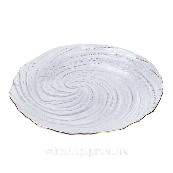 Десертна тарілка Ø18 см із золотим обідком прозора HP4144