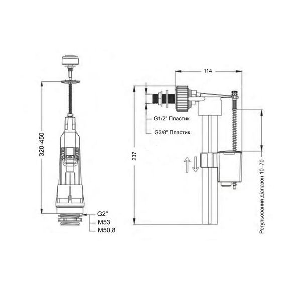 Lidz LT05 Комплект арматура з клапаном бічного подавання 1/2, хром кнопка | Зображення 1