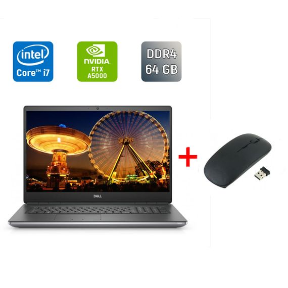 Мобильная рабочая станция Dell Precision 7760 / 17.3" (3840x2160) IPS / Intel Core i7-11850H (8 (16) ядер по 2.5 - 4.8 GHz) / 64 GB DDR4 / 1000 GB SSD / nVidia RTX A5000, 16 GB GDDR6, 256-bit / WebCam / HDMI / Windows 11 б/у + Подарок Беспроводная мышь