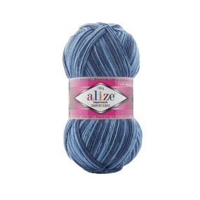 Пряжа Alize SUPERWASH COMFORT 7677 синій алізе супервош 75% вовна 25% поліамід