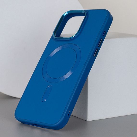 Кожаный чехол Bonbon Leather Metal Style with MagSafe для Apple iPhone 13 Pro (6.1") Синий / Indigo | Зображення 2
