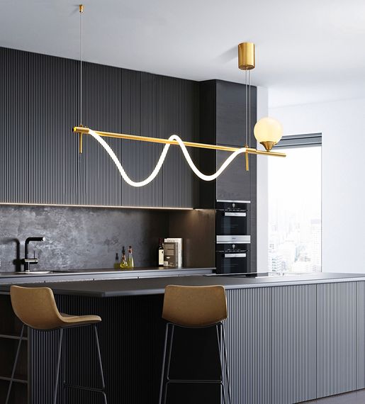 Люстра світлодіодна стельова LED світильник для квартири на стелю лед 27146 Латунь 40-122х30х120 см. | Зображення 7