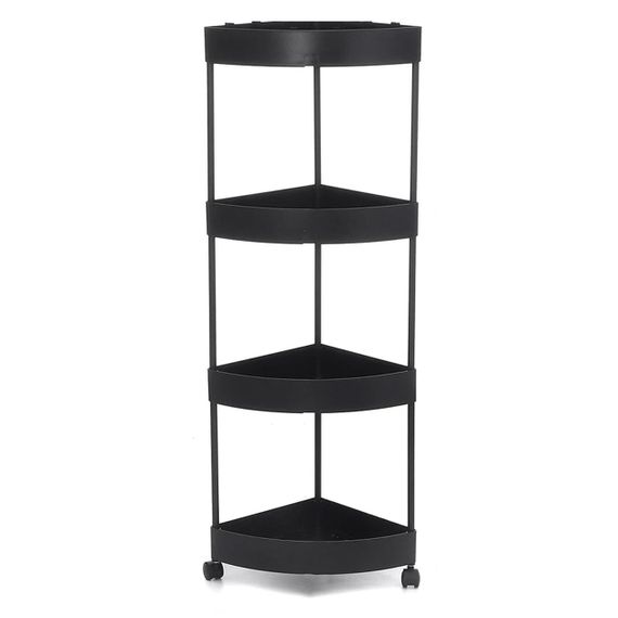 Кутовий стелаж для ванної кімнати на 4 яруси, (85х28х22см), Чорний / Полиця для ванної на коліщатках | Зображення 2