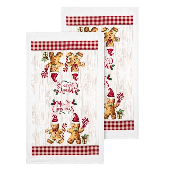 Подарунковий набір рушничків в коробці Ardesto Christmas Gingerbread 38х63см, 2шт, 100% бавовна (ART3863HGB) | Зображення 2