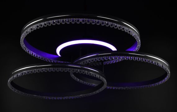 Люстра світлодіодна стельова LED світильник для квартири на стелю лед з пультом 26539 Чорний 17х81х81 см. | Зображення 7