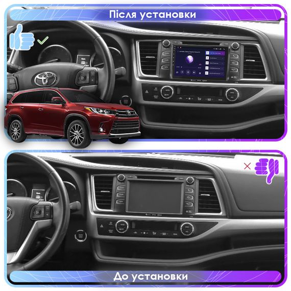 Штатная магнитола Lesko для Toyota Highlander III (U50) Рестайлинг 2016-2019 экран 10" 2/32Gb 4G Wi-Fi GPS Top | Зображення 2
