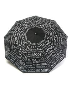 Парасолька напівавтомат жіноча Toprain 593 "Words" на 9 спиць Чорний