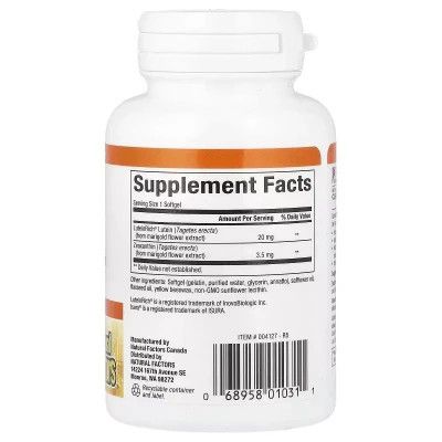 Антиоксидант Natural Factors Лютеин 20 мг, Lutein, 30 желатиновых капсул (NFS-01031) | Зображення 1