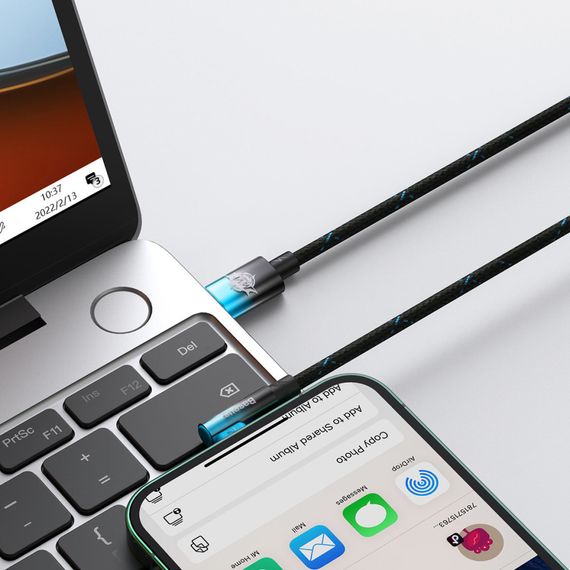 Дата кабель USB-C to Lightning 1.0m 20W 90° corner black/blue Baseus (CAVP000221) | Зображення 6
