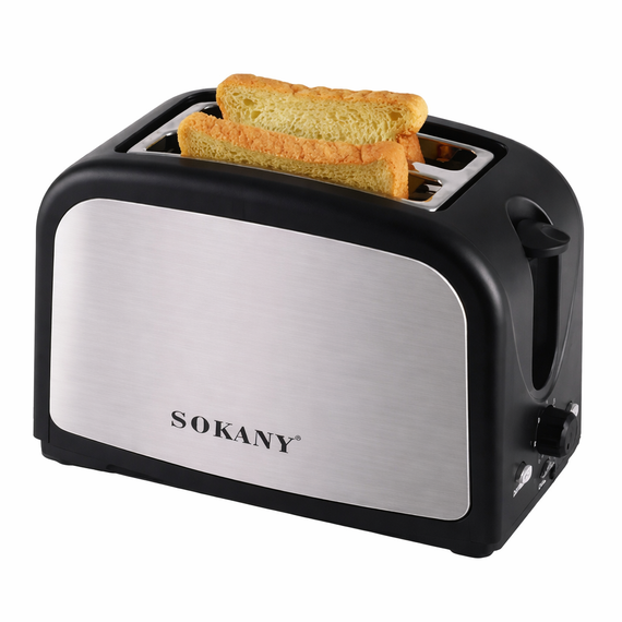 Тостер Sokany HJT-008S на 2 скибочки, 800 Вт/Мелетостер для хліба/Електричний тостер подвійний | Зображення 1