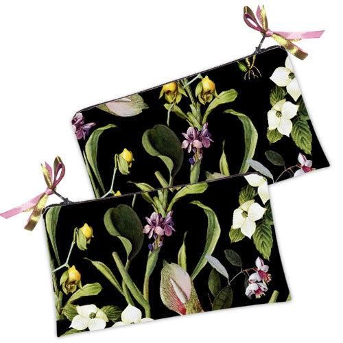 Косметичка жіноча Цветы на черном фоне 20х12 см (K_ILI004)