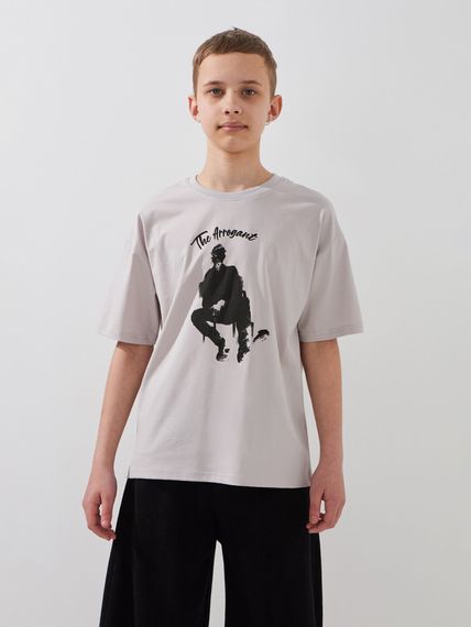Футболка для хлопчика Dinomin 2614 164 см Сірий shop (2000999454608)