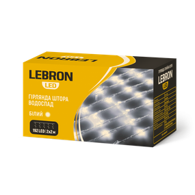LED гірлянда LEBRON штора водоспад 3х2м, 240LED, жовта, IP20 (15-18-87)