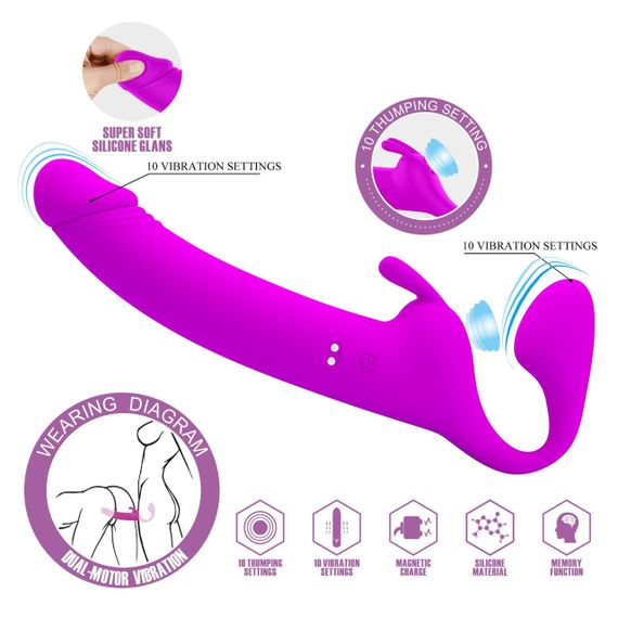 Безремневий страпон ZANINI, 10 vibration functions 10 thumping functions Sex Aura | Зображення 5