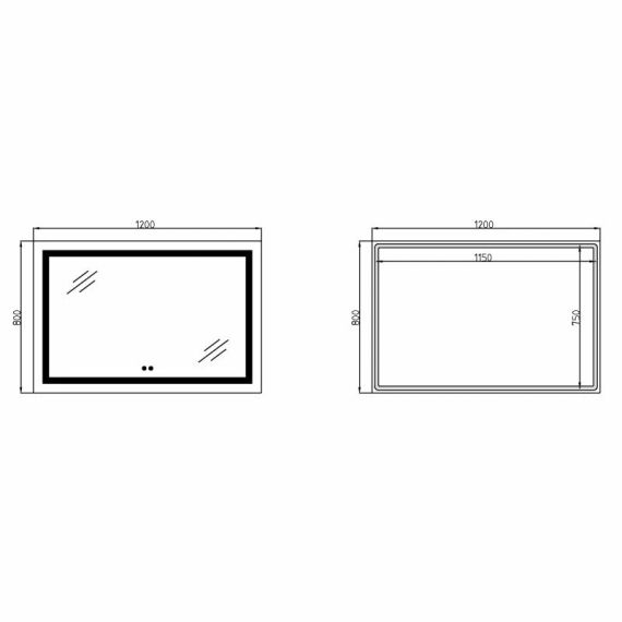 Дзеркало Lidz Kubis (KU1) 1200х800 з LED-підсвічуванням Touch, з антизапотіванням, з димером, рег. яскравості LDKUB120080049008 | Зображення 1