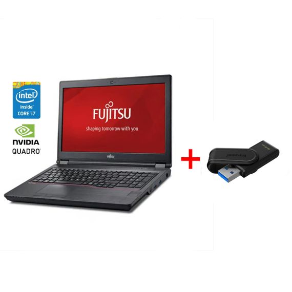 Мобильная рабочая станция Fujitsu Celsius H780 / 15.6" (1920x1080) IPS / Intel Core i7-8750H (6 (12) ядер по 2.2 - 4.1 GHz) / 32 GB DDR4 / 512 GB SSD / nVidia Quadro P2000, 4 GB GDDR5, 128-bit / WebCam / Win 10 Pro б/у + Подарок Флеш-накопитель 64GB