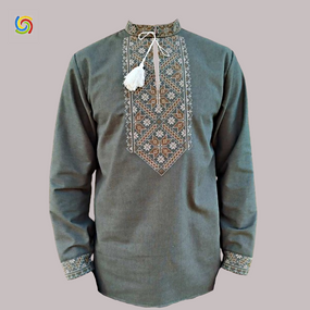 Рубашка Украинская вышиванка  330213 цвет оливковый размер 4XL