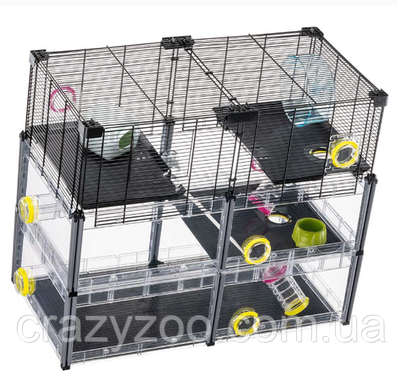 Модульна клітка для хом'яків та мишей Ferplast Multipla Hamster Crystal з аксесуарами чорна 72.5x37.5x62 см 57007617 | Зображення 5