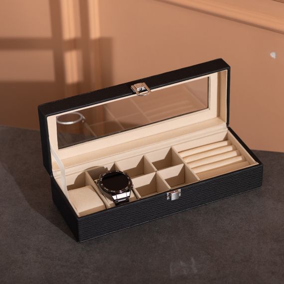 Скринька для прикрас із еко шкіри 31×11×8 см органайзер для ювелірних виробів HP-5-5B | Зображення 6