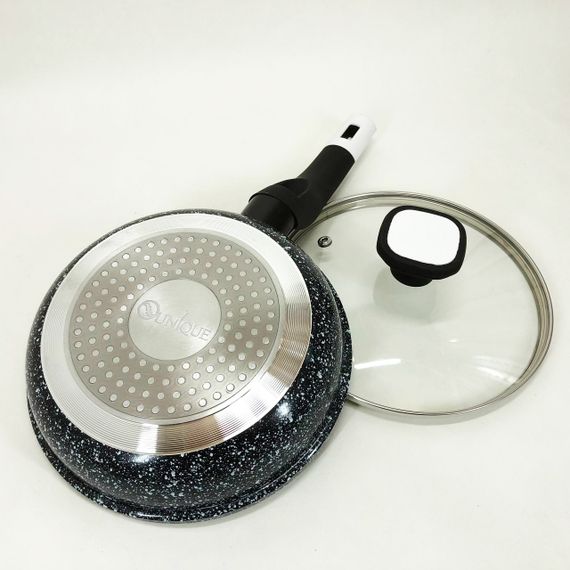 Сковорода UNIQUE UN-5112 18 см з кришкою та гранітним антипригарним покриттям | Зображення 1