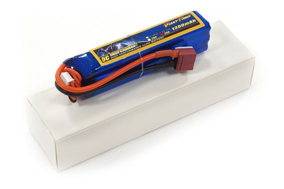 Акумулятор для страйкбола Giant Power (Dinogy) Li-Pol 1300 мАг 11.1 В 96x20x24 мм T-Plug 25C | Зображення 1