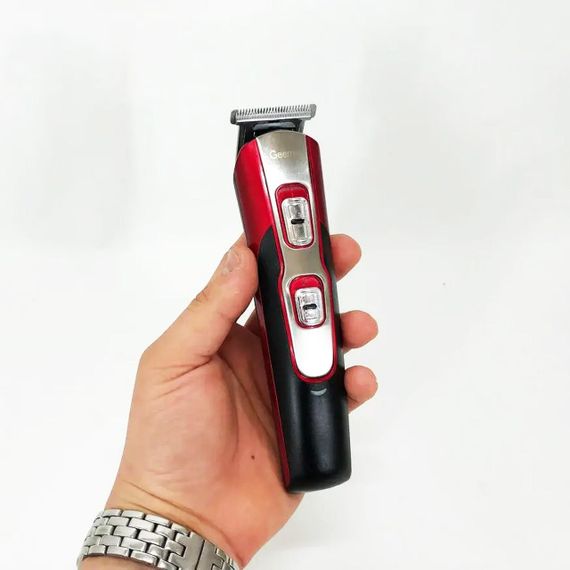 Аккумуляторная машинка для стрижки волос 10в1, Geemy GM 592, Красный / Профессиональный триммер с насадками | Зображення 5