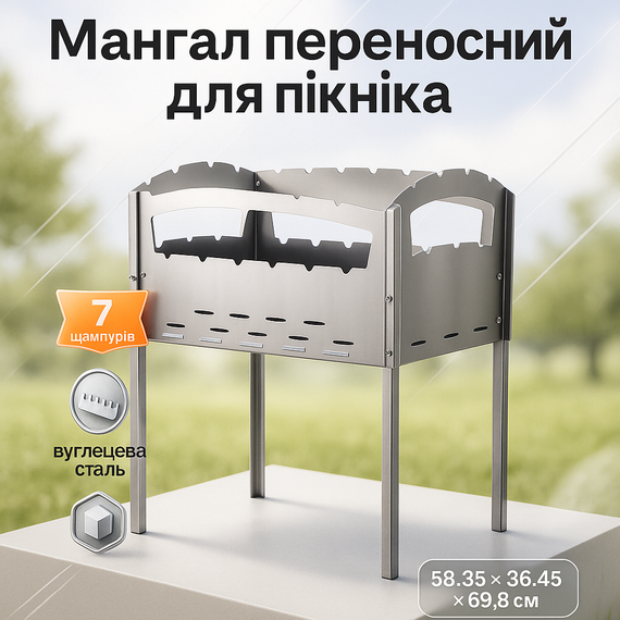 Мангал з решіткою для барбекю, Мангал складаний для шашлику, пікнік розбірний Гриль-мангал NW-61
