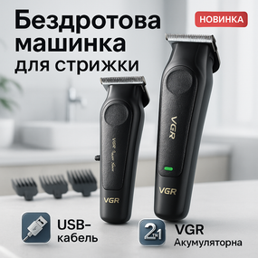 Перезаряджається набір для стрижки волосся VGR 2 в 1 V-197 V-995, Машинка для стрижки волосся потужна XL-85