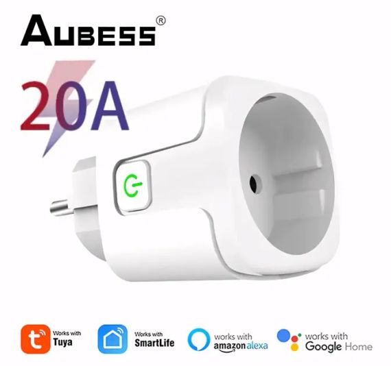 Умная смарт WiFi розетка 20А со счетчиком электроэнергии и таймером Белая Розетка Smart Plug с энергометром | Зображення 2