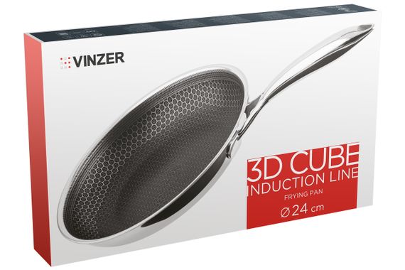 Сковорода з неіржавкої сталі антипригарна Vinzer 3D Cube 24 см 50401 для всіх плит | Зображення 3