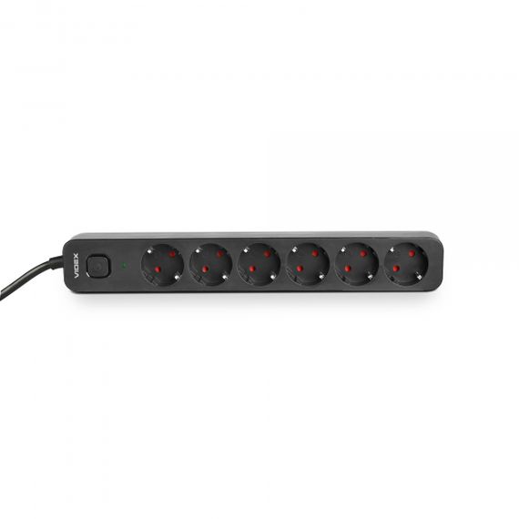 Мережевий подовжувач VIDEX ONCORD з/з 6п 3м (3x1.5мм) з кнопкою Black | Зображення 3