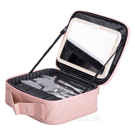 Органайзер косметичка з еко шкіри з дзеркалом та підсвічуванням 26×22×9 см HP-10-2AP | Зображення 2