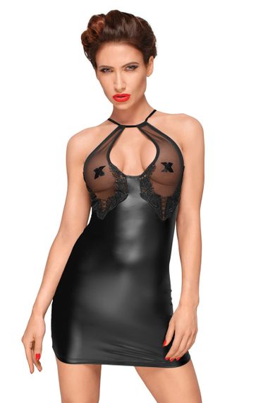 Сексуальна чорна сукня, що облягає Noir Handmade F185 з прозорим бюстом, XL Sex Aura | Зображення 2