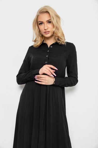 Платье однотонное, цвет черный, 244R820-10 | Зображення 1