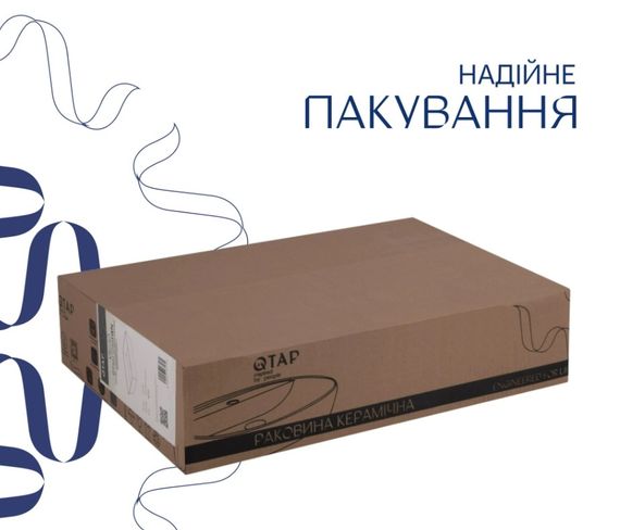 Раковина накладна Qtap Virgo 490х350х110 мм, White, прямокутна, без донного клапана QT18112261WN | Зображення 4