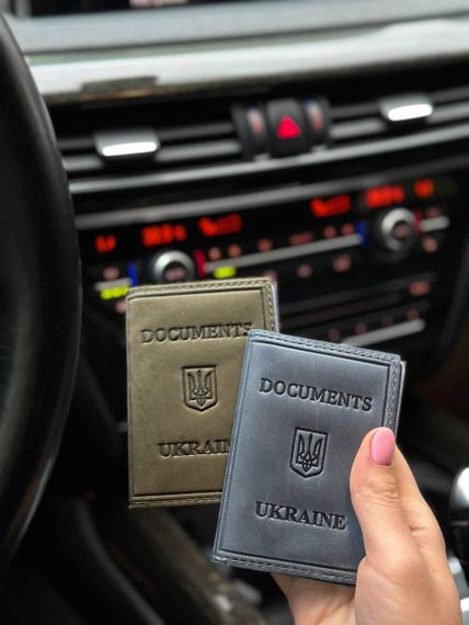Обкладинка на id паспорт на права для автодокументів шкіряна чорна коричнева бузкова | Зображення 8